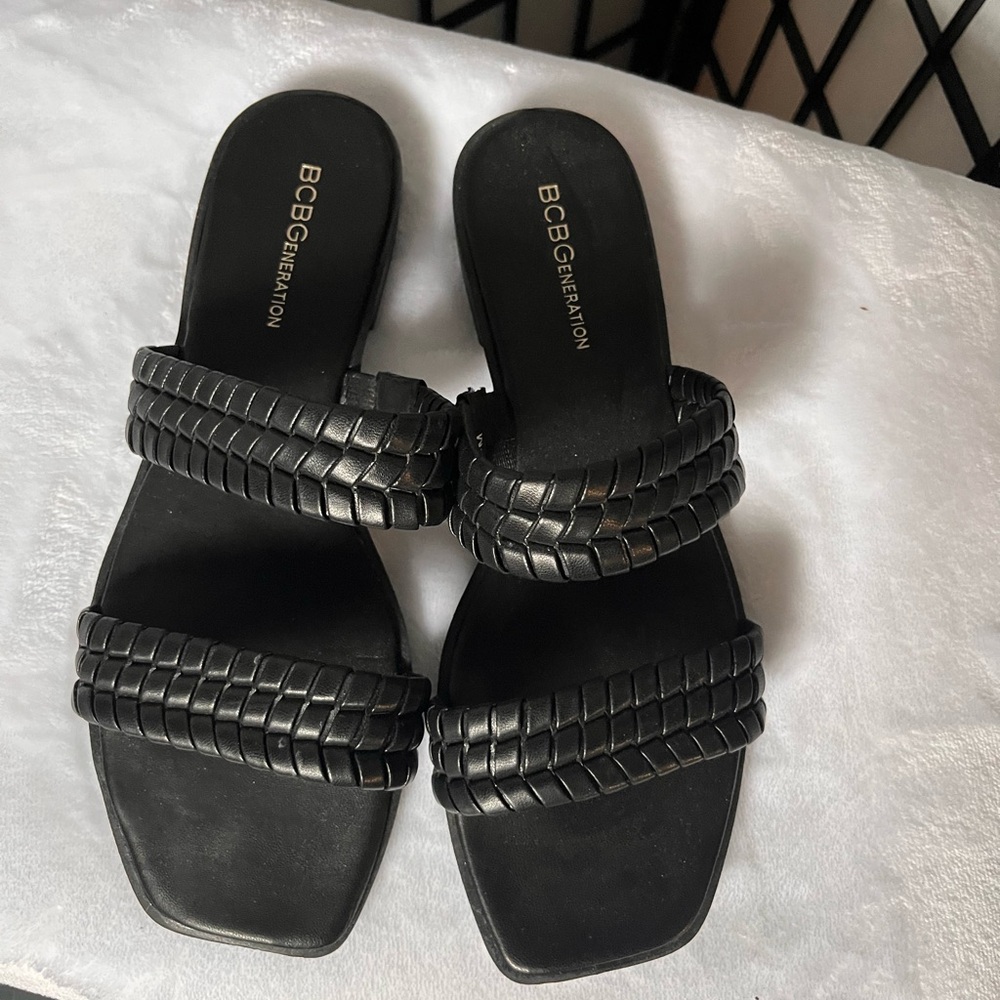 BCBGeneration Black Minimalist Slide Sandals
